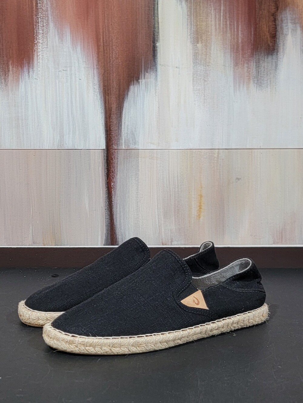 Olukai Kaula PA’A Kapa Flats Black Women’s Size 6.5 Casual Shoe